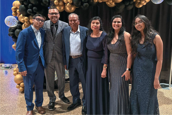 aahoa chairman bharat patel with his wife children and parents